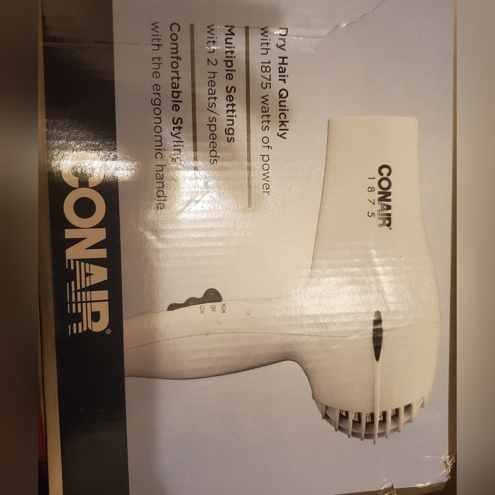 Conair 1875 Watt Mid-Size Styler Hair Dryer, White -